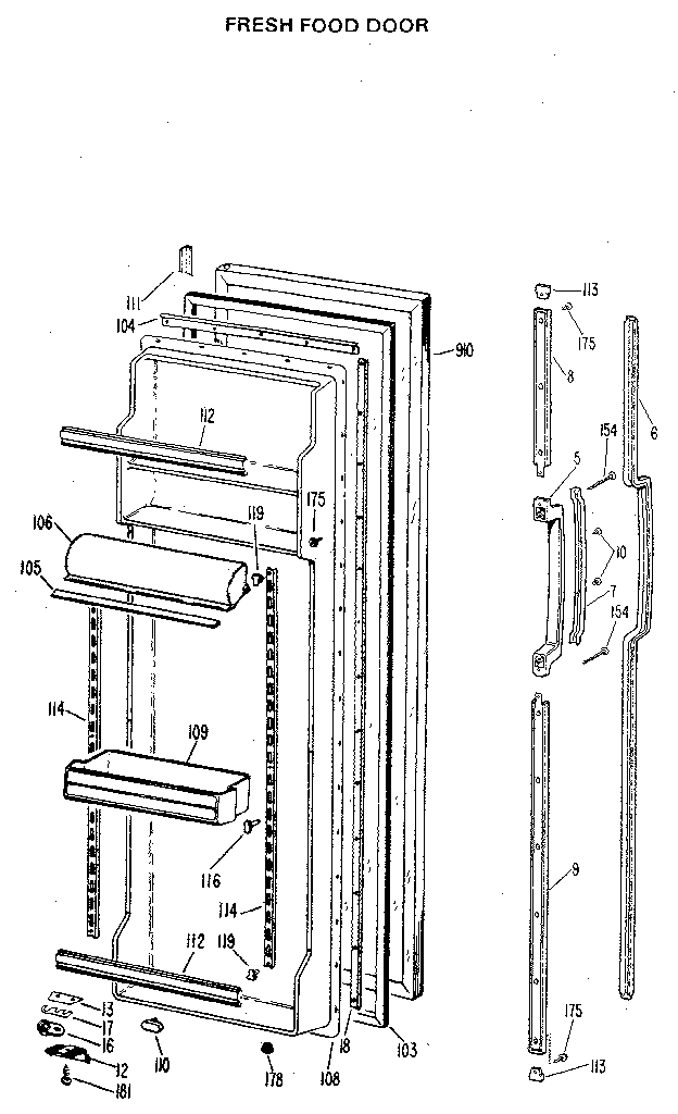 GE TFX24RLG fresh food door diagram