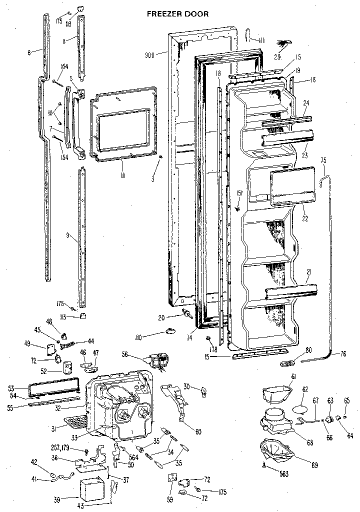 GE TFX24RLG freezer door diagram