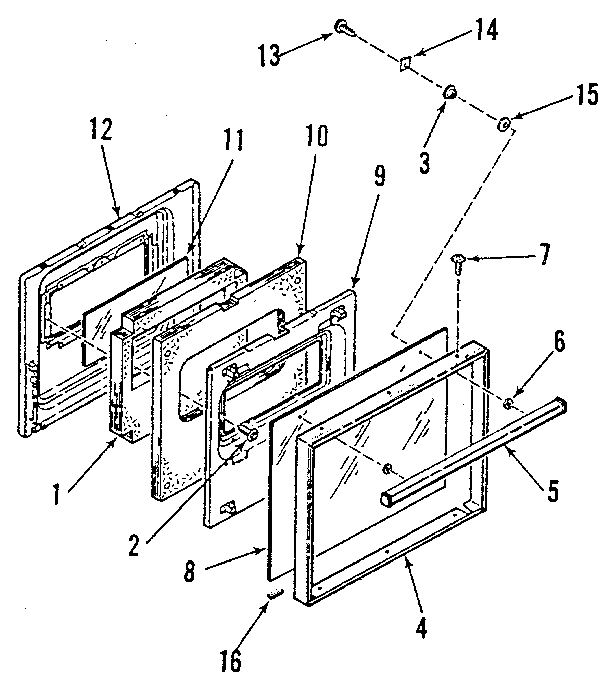 Kenmore 9114228893 oven door section diagram