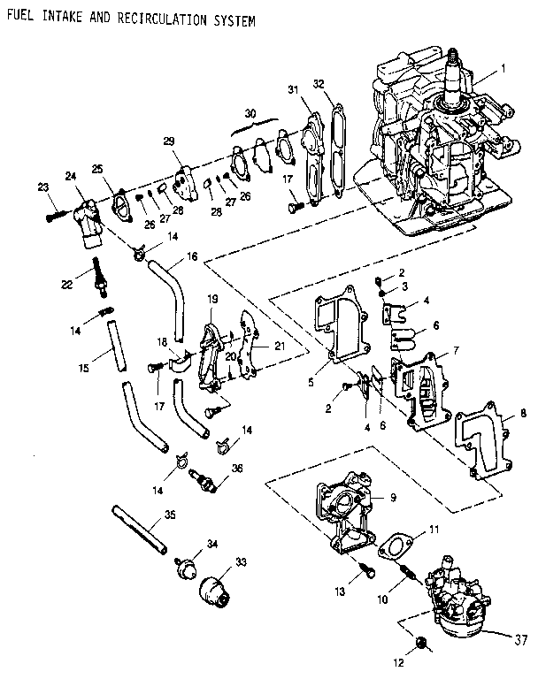 Craftsman 225581501 fuel intake and recirculation system diagram
