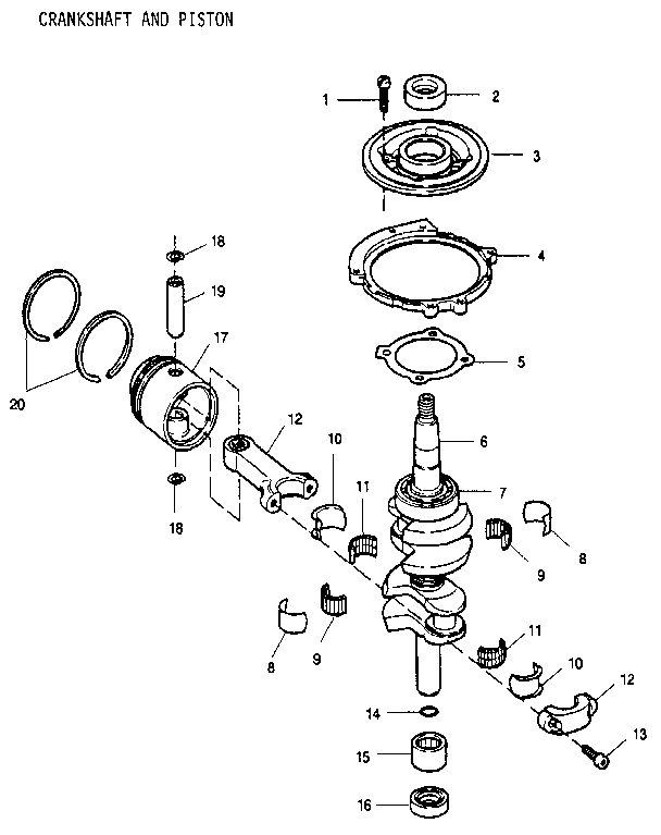 Craftsman 225581501 crankshaft and piston diagram