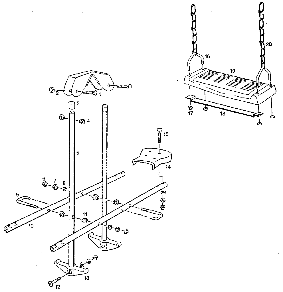 Sears 786720950 airglide and swing assembly diagram