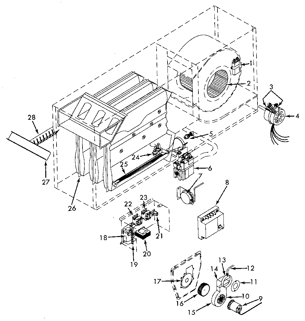 ICP NHGE125AK03 functional replacement parts diagram