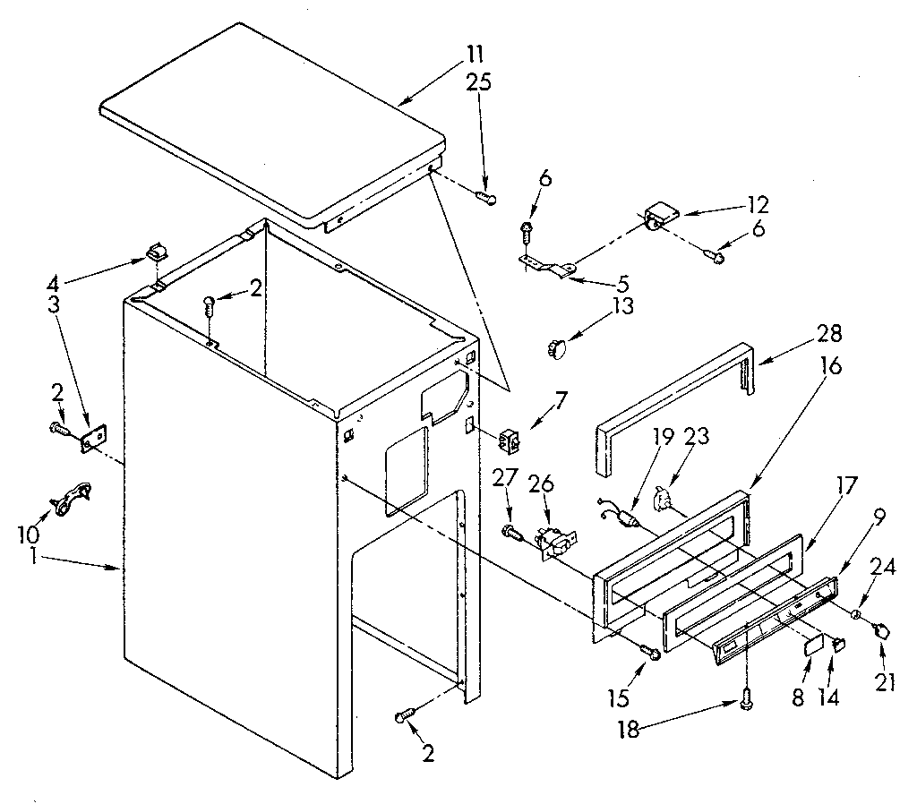 Kenmore 6651398180 cabinet and control diagram
