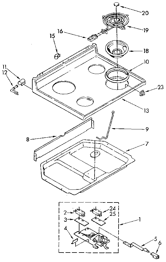 Whirlpool RF365BXVN0 cooktop diagram