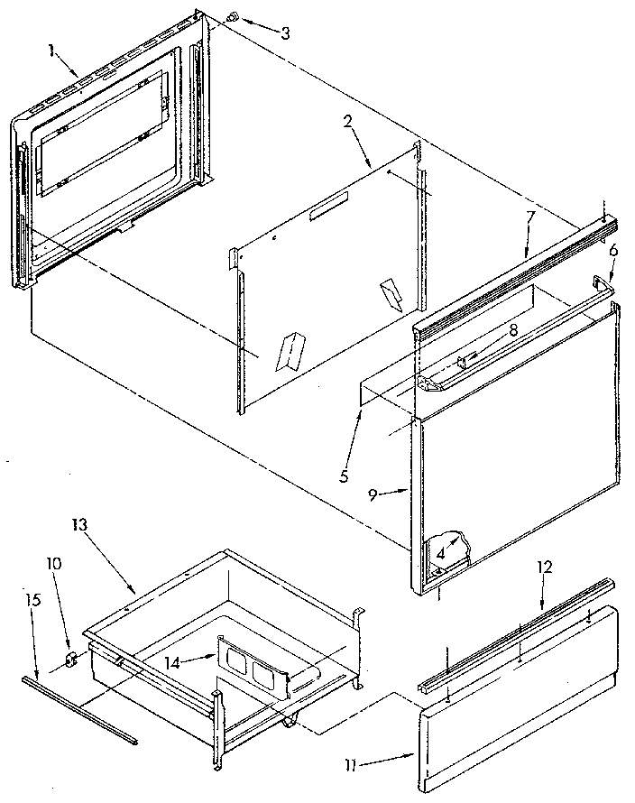 Whirlpool RF365BXVN0 door and drawer diagram