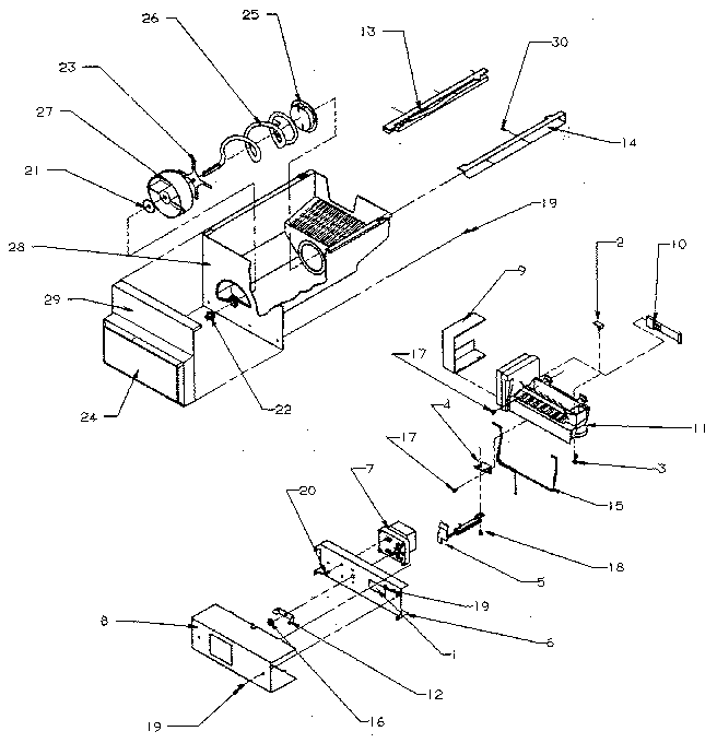 Kenmore 5969500880 ice bucket and ice maker diagram