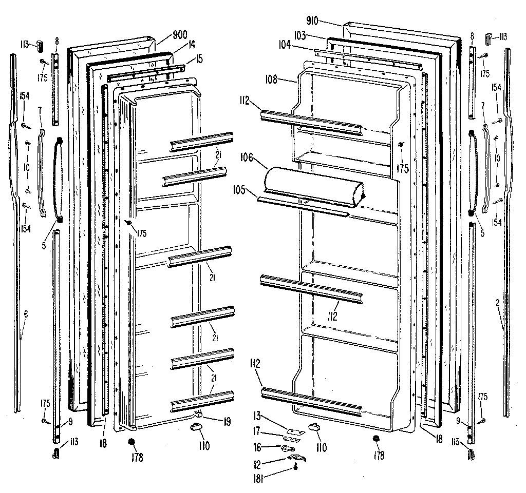 GE TFX20PLD doors diagram