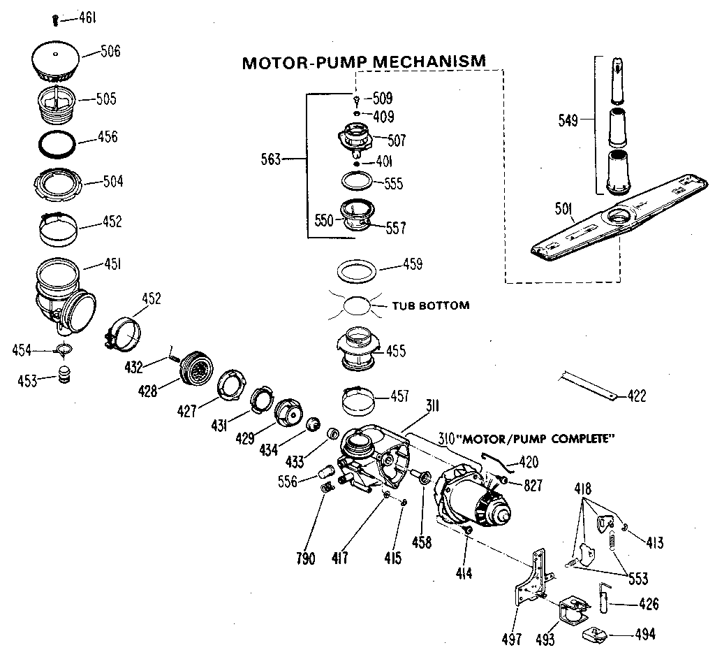GE GSC402-07 motor - pump assembly diagram