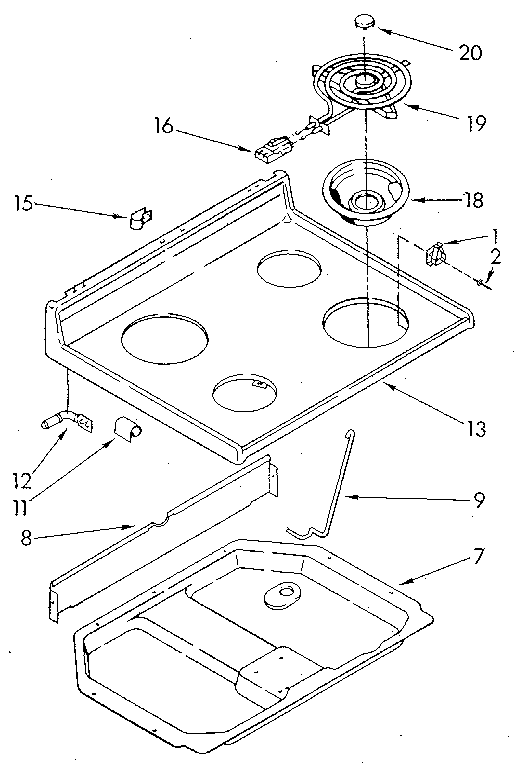 Whirlpool RF3020XVW0 cooktop diagram