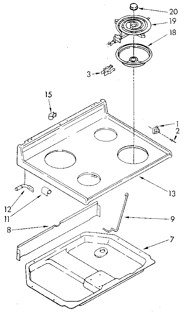Whirlpool RF3165XVW0 cooktop diagram