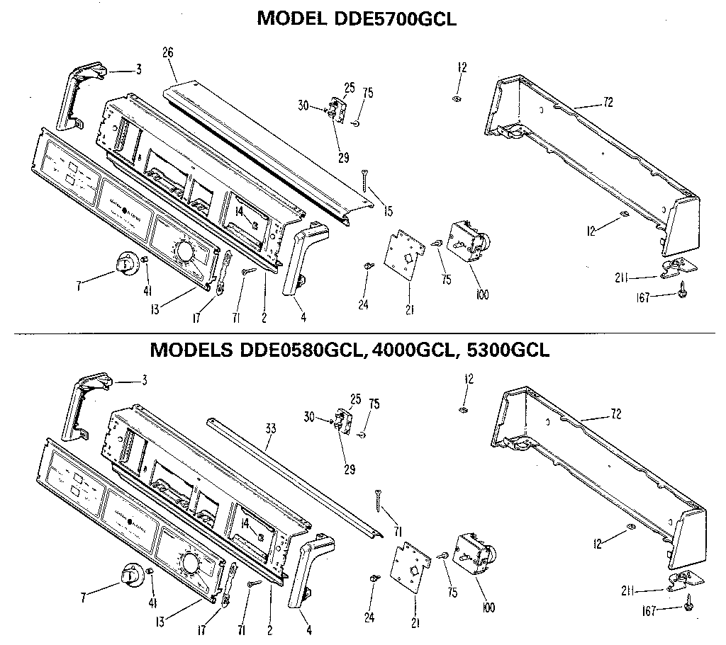 GE DDE0580GCL backsplash 5700,0580,4000,5300 diagram