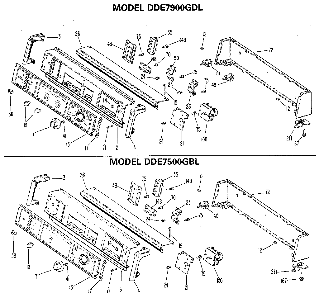 GE DDE0580GCL backsplash 7900,7500 diagram