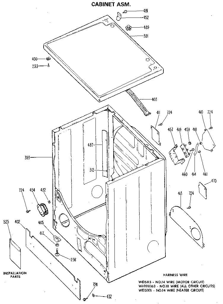 GE DDE8200GDL cabinet diagram