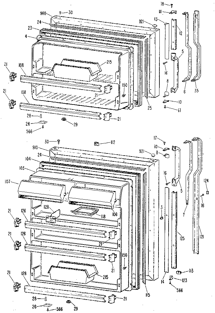 GE TBX24ZKFR doors diagram