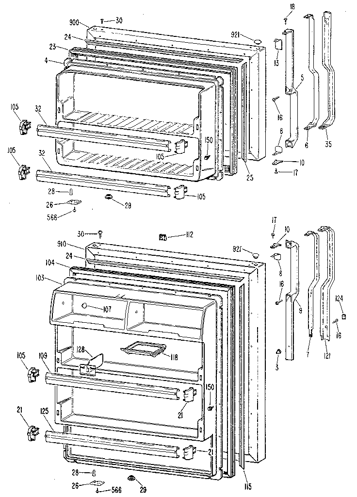 GE TBX18LKJR doors diagram
