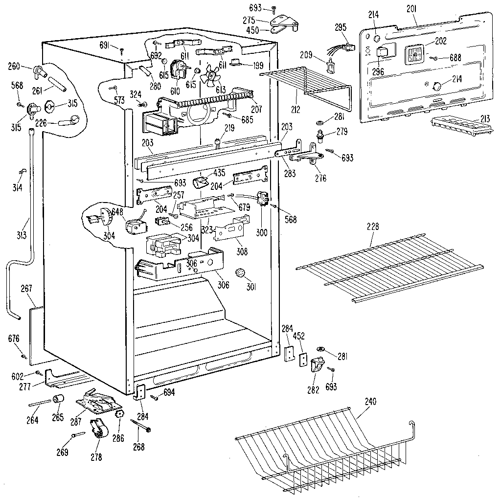 GE TBX18LKJR cabinet diagram