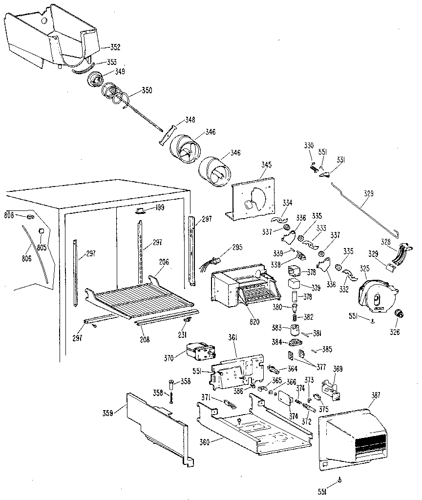 GE TBX25RMGLAD ice bucket assembly diagram