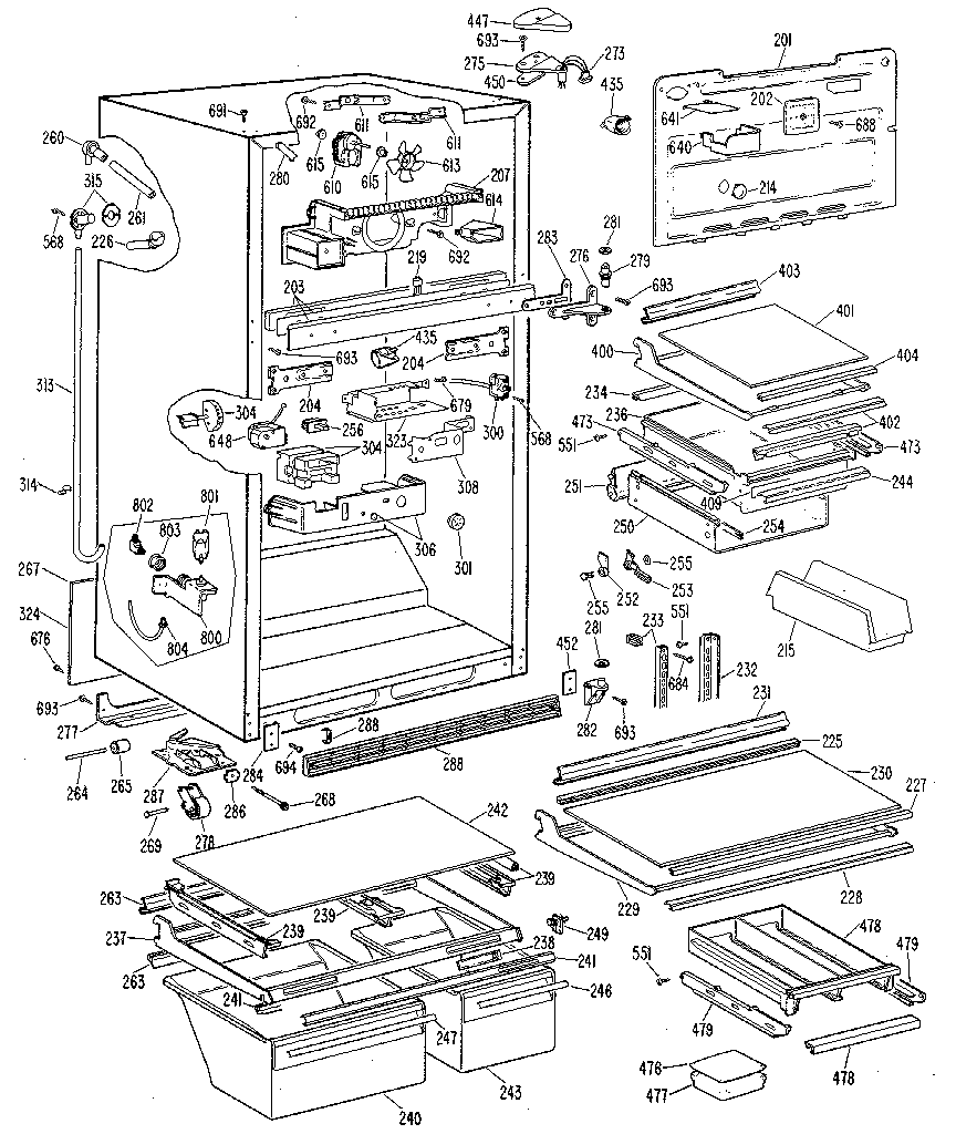 GE TBX25RMGLAD cabinet diagram