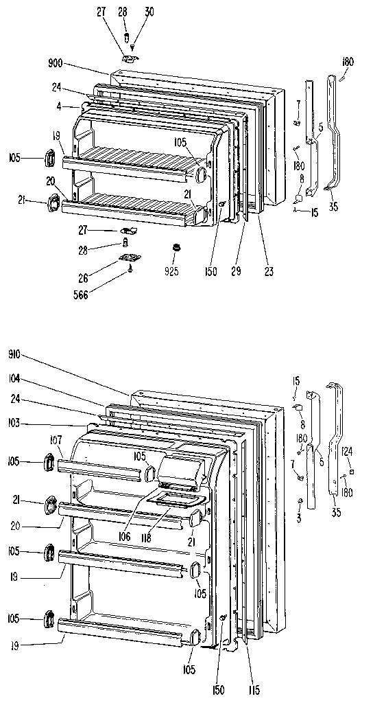 GE TBF14SKCR doors diagram