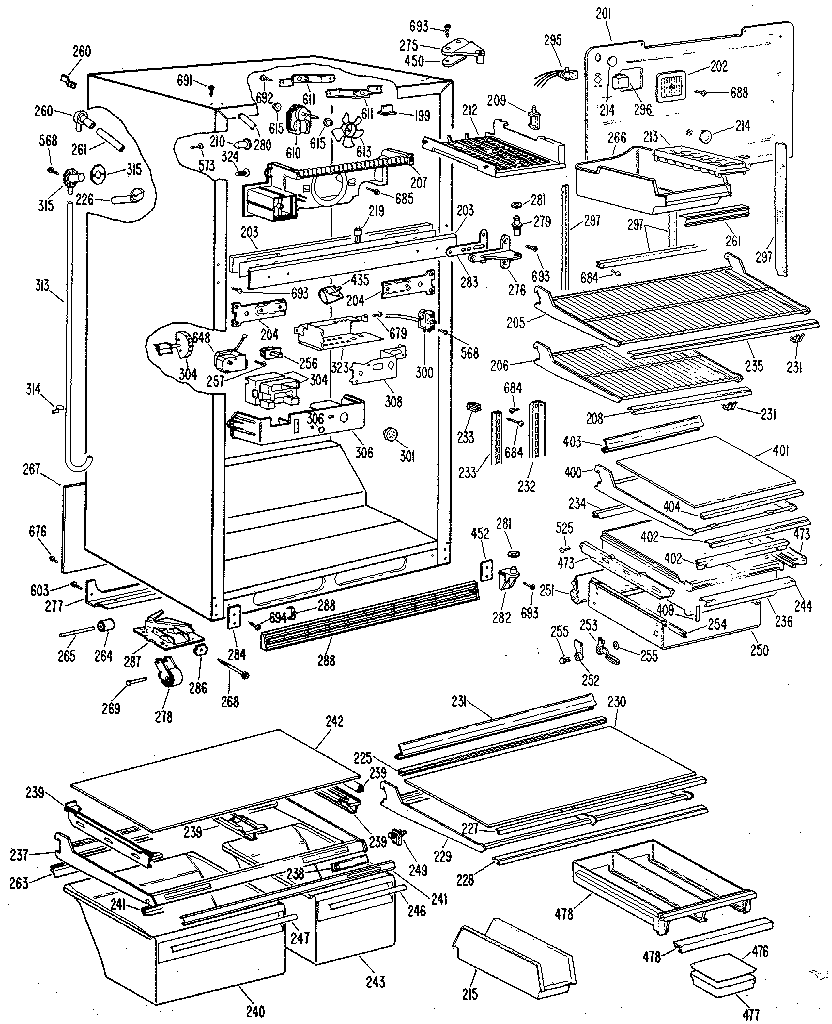 GE TBX22ZLGRWH cabinet diagram