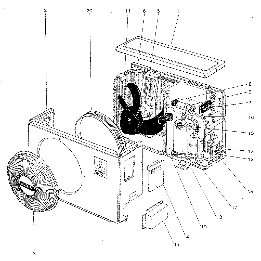 Mitsubishi MU09CW outdoor unit (mu-09cw-u1) diagram