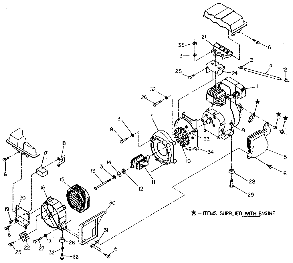 Generac 8834-0 exploded view of 750 watt ac generator diagram