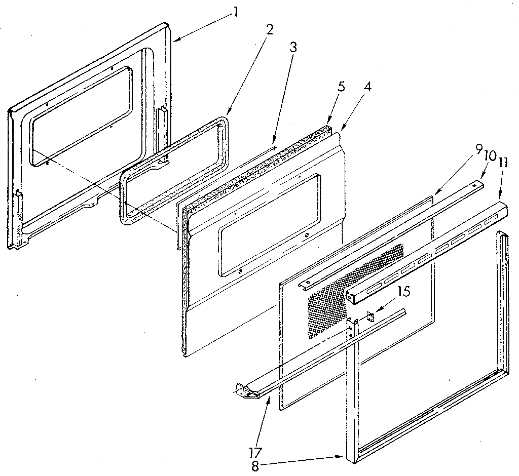 Kenmore 6654428910 lower oven door diagram