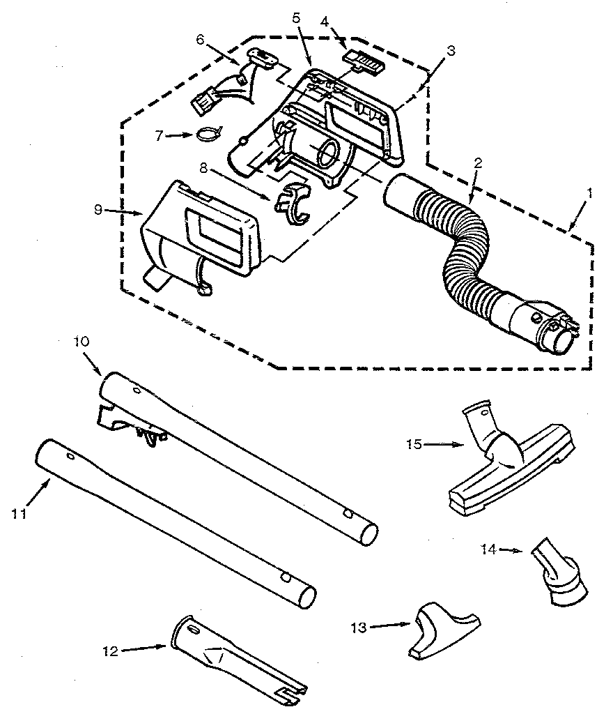 Eureka 8270A hose and attachment diagram