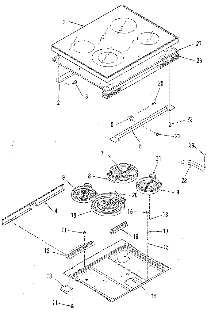Kenmore 9119598811 main top section diagram
