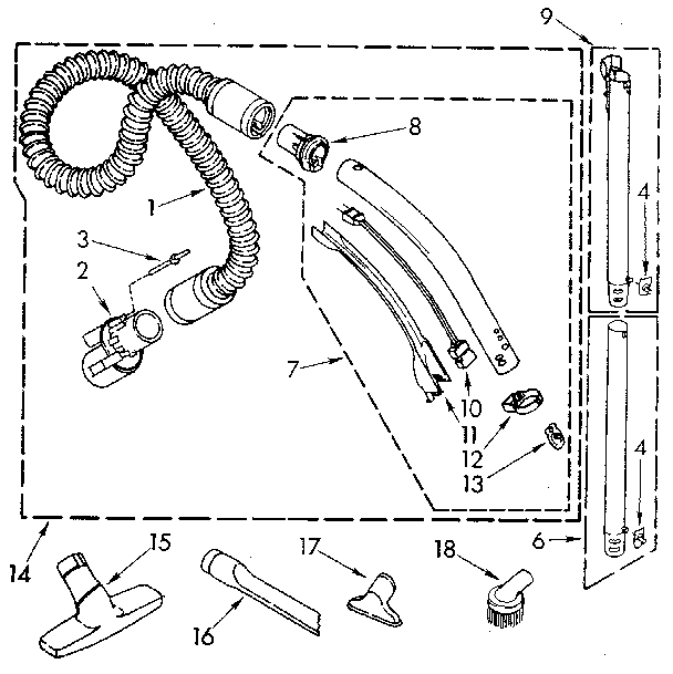 Kenmore 1162035080 hose and attachment diagram