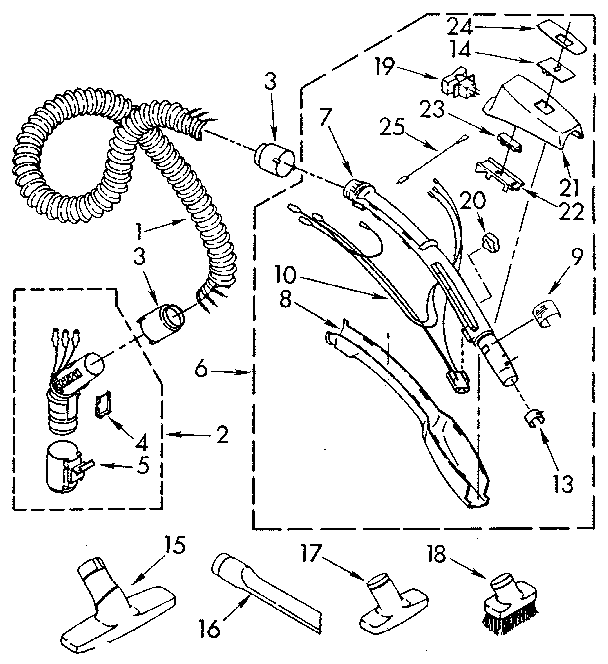 Kenmore 1162745584 hose and attachment diagram