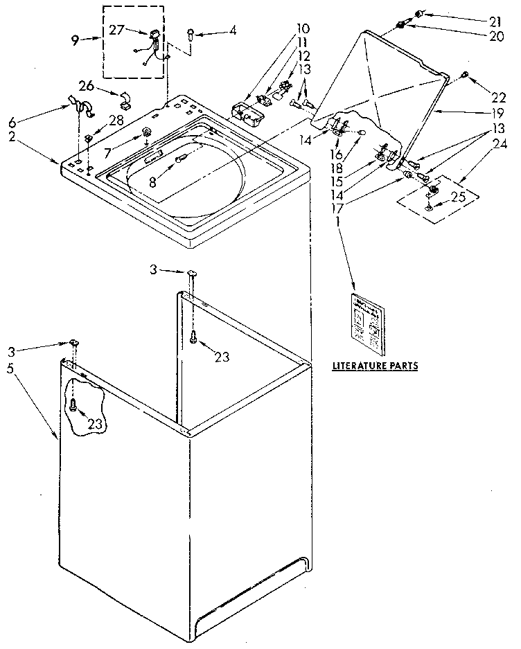 Kenmore 11082870020 top and cabinet diagram