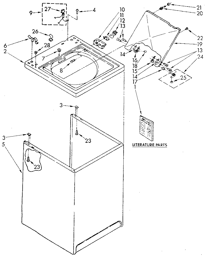 Kenmore 11082427130 top and cabinet diagram