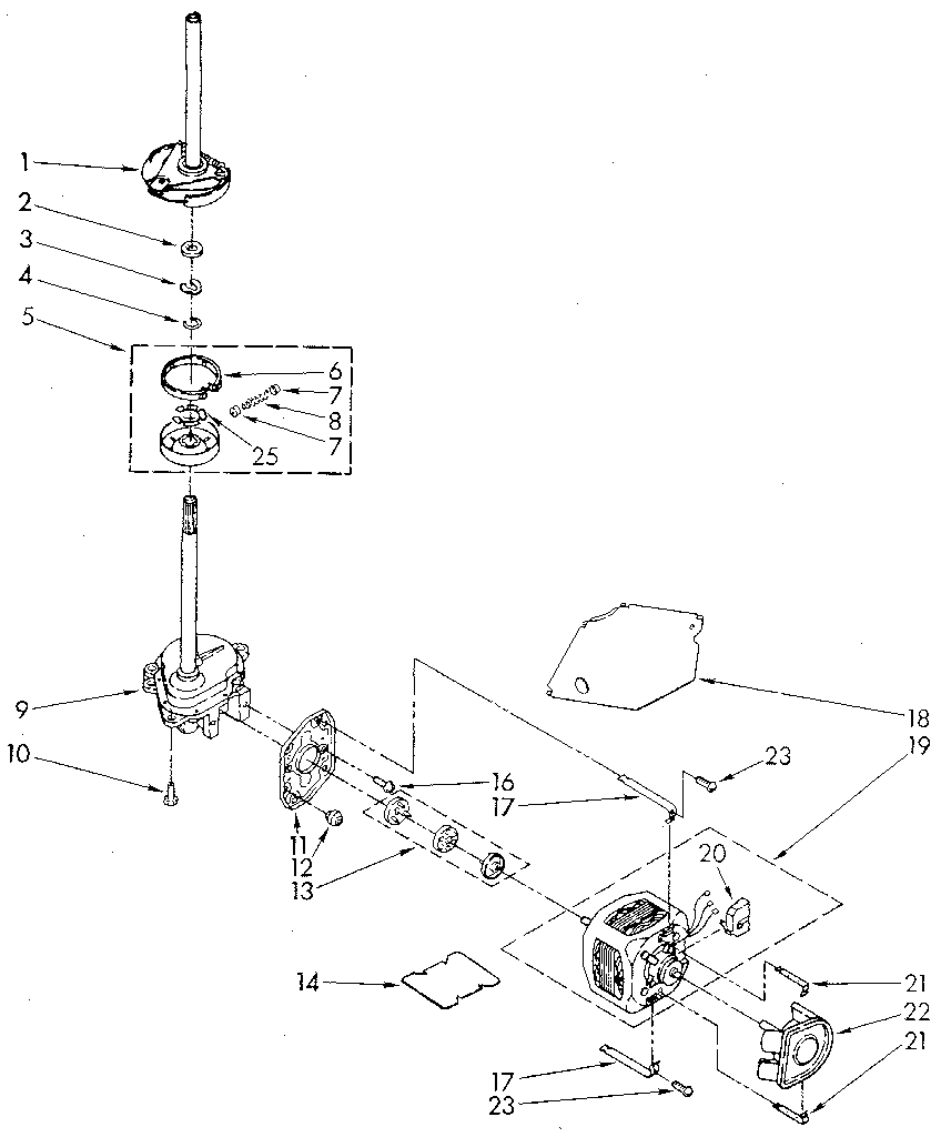 Kenmore 11082427130 brake, clutch, gearcase, motor and pump diagram