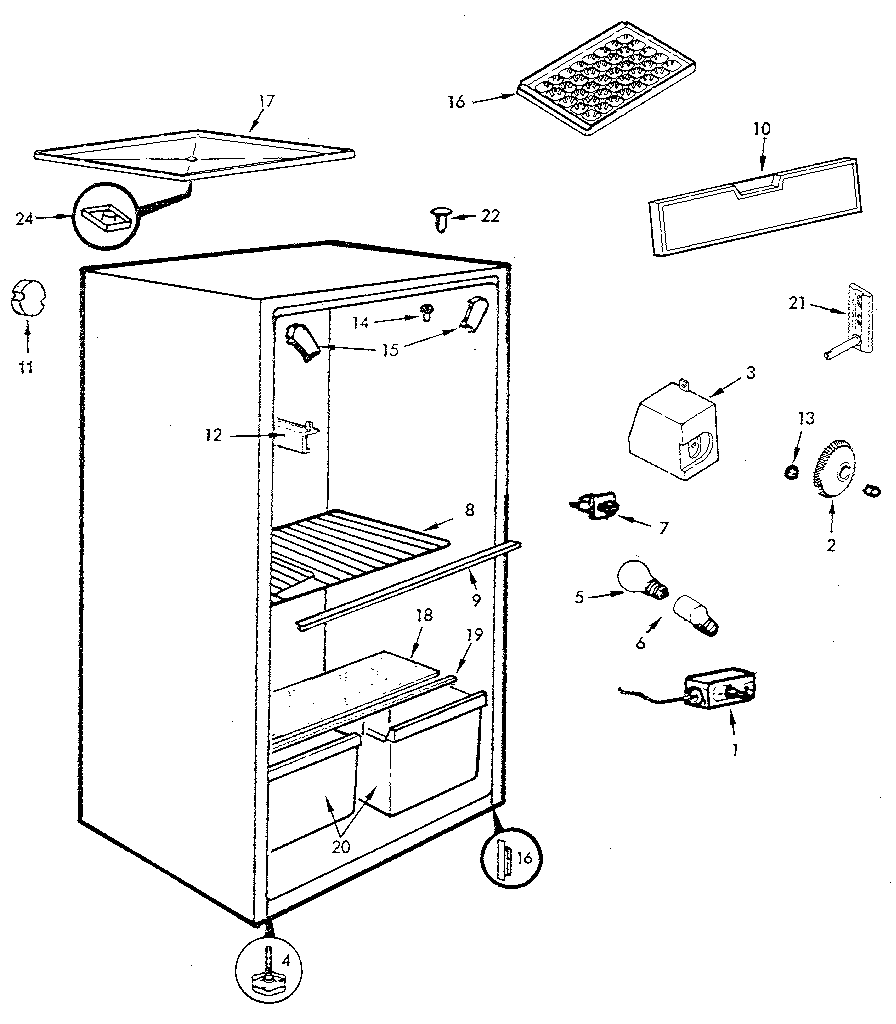 Jenn-Air JRC5 B/M E7-S-019 fresh food compartment diagram