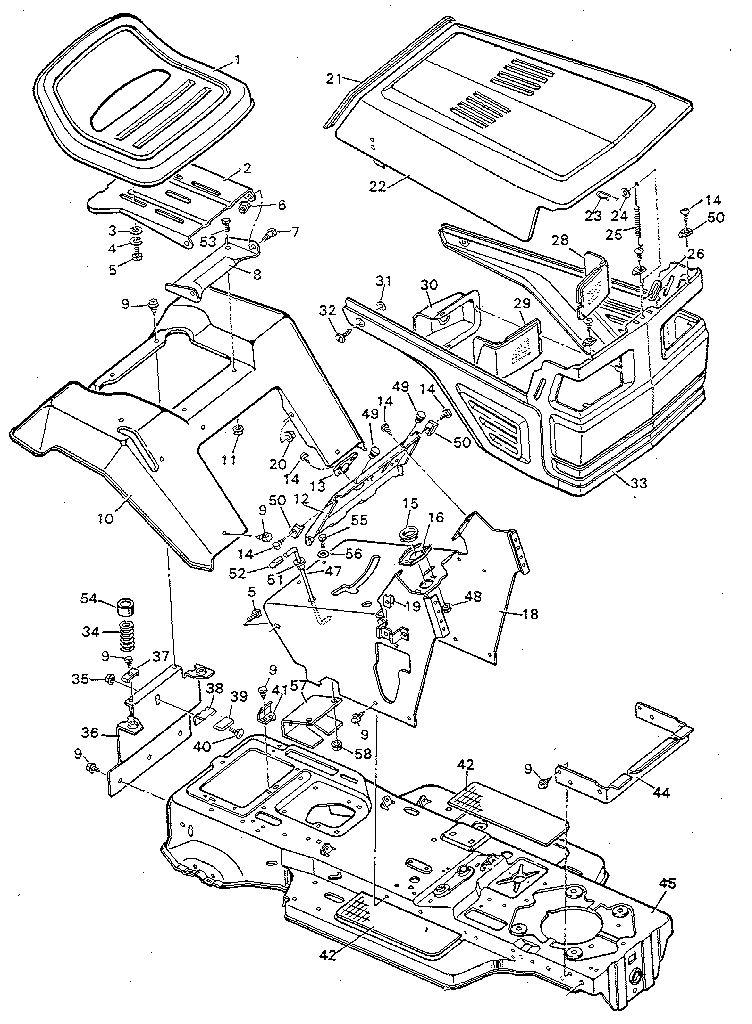 Craftsman 502254261 chassis & hood diagram