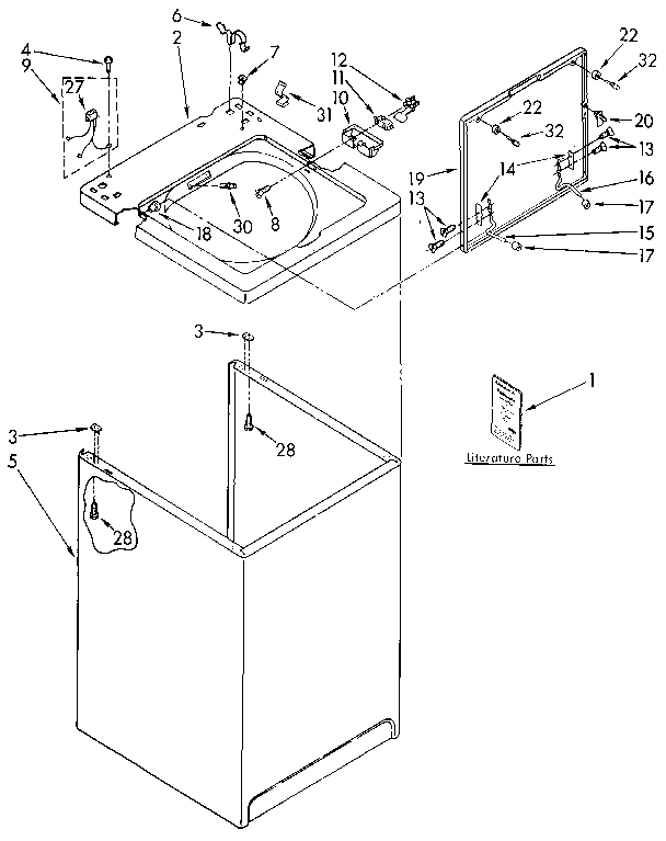 Kenmore 11082403830 top and cabinet diagram