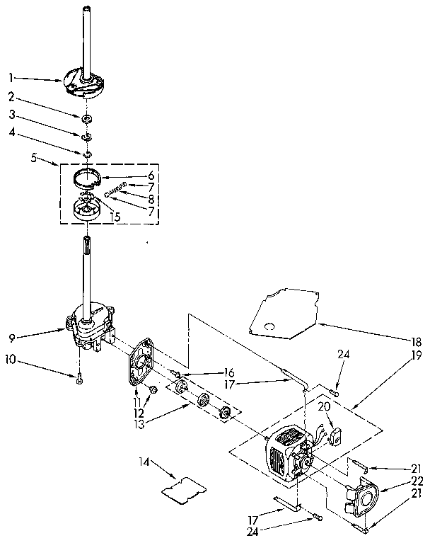 Kenmore 11082403830 brake, clutch, gearcase, motor and pump diagram