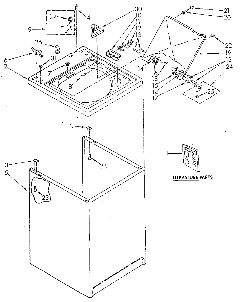 Kenmore 11082984310 top and cabinet diagram