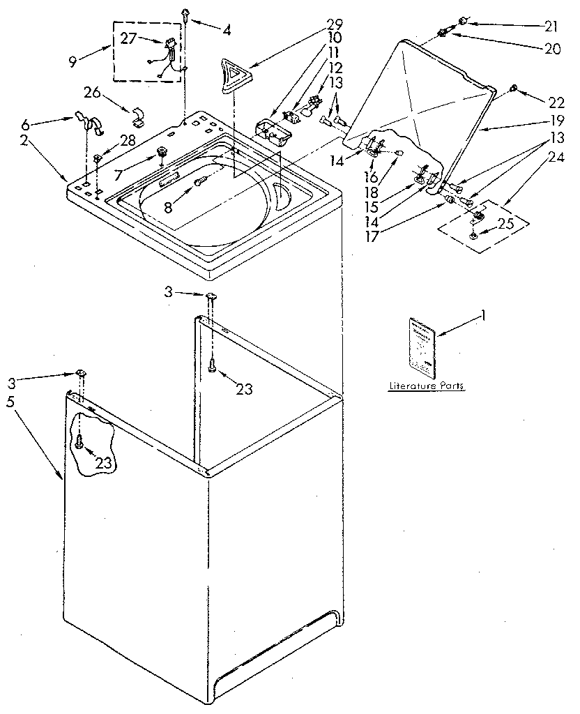 Kenmore 11082982810 top and cabinet diagram