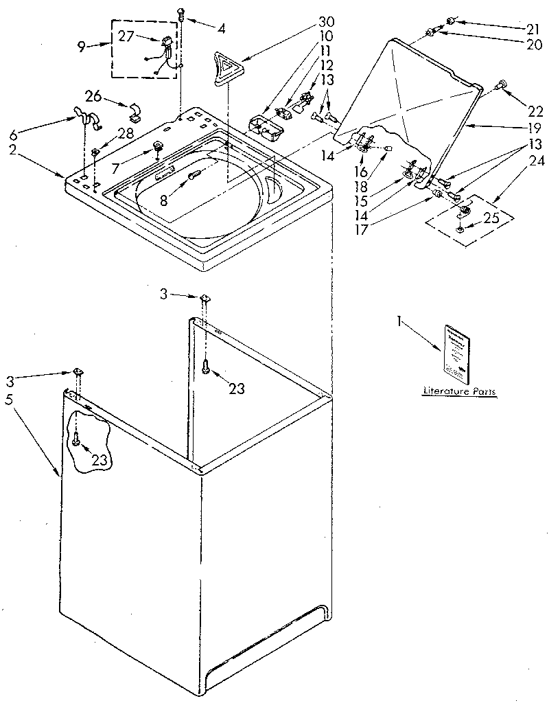 Kenmore 11082983110 top and cabinet diagram