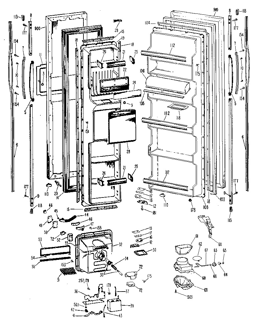 GE TFX20RKD doors diagram