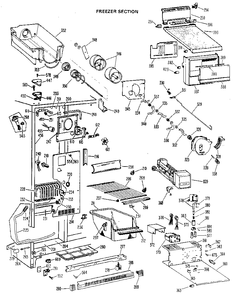 GE TFX20RKD freezer section diagram