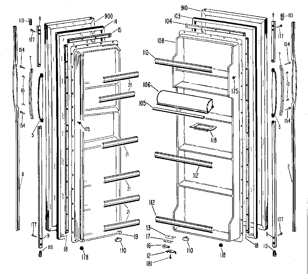 GE TFX20KKE doors diagram