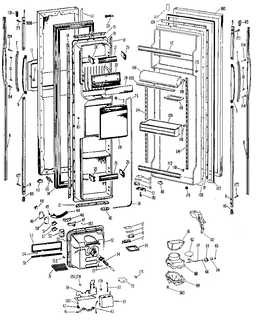 GE TFX22RKC doors diagram