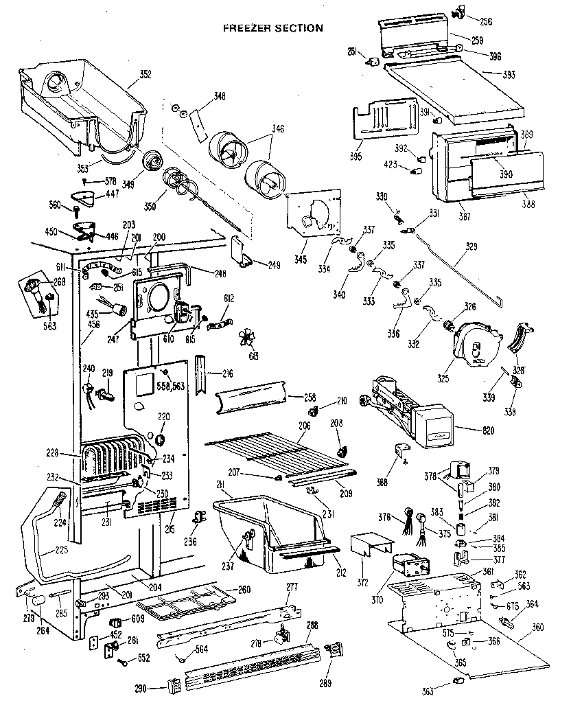 GE TFX22RKC freezer section diagram