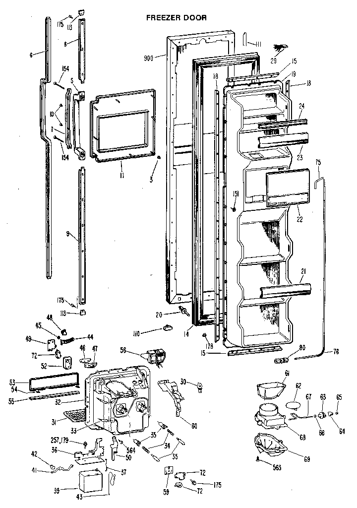 GE TFX24RKD freezer door diagram