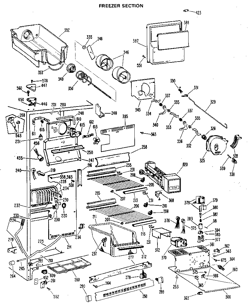 GE TFX24RKD freezer section diagram