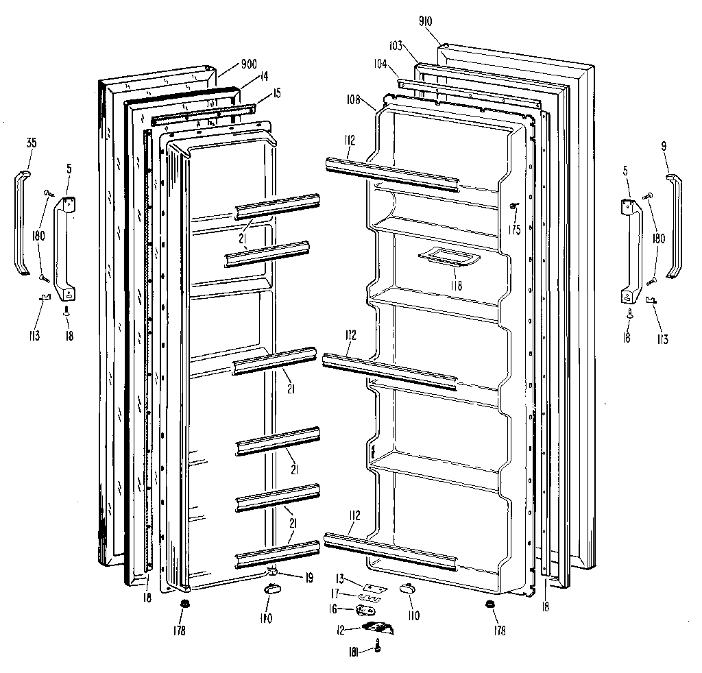 GE TFX19LKD doors diagram